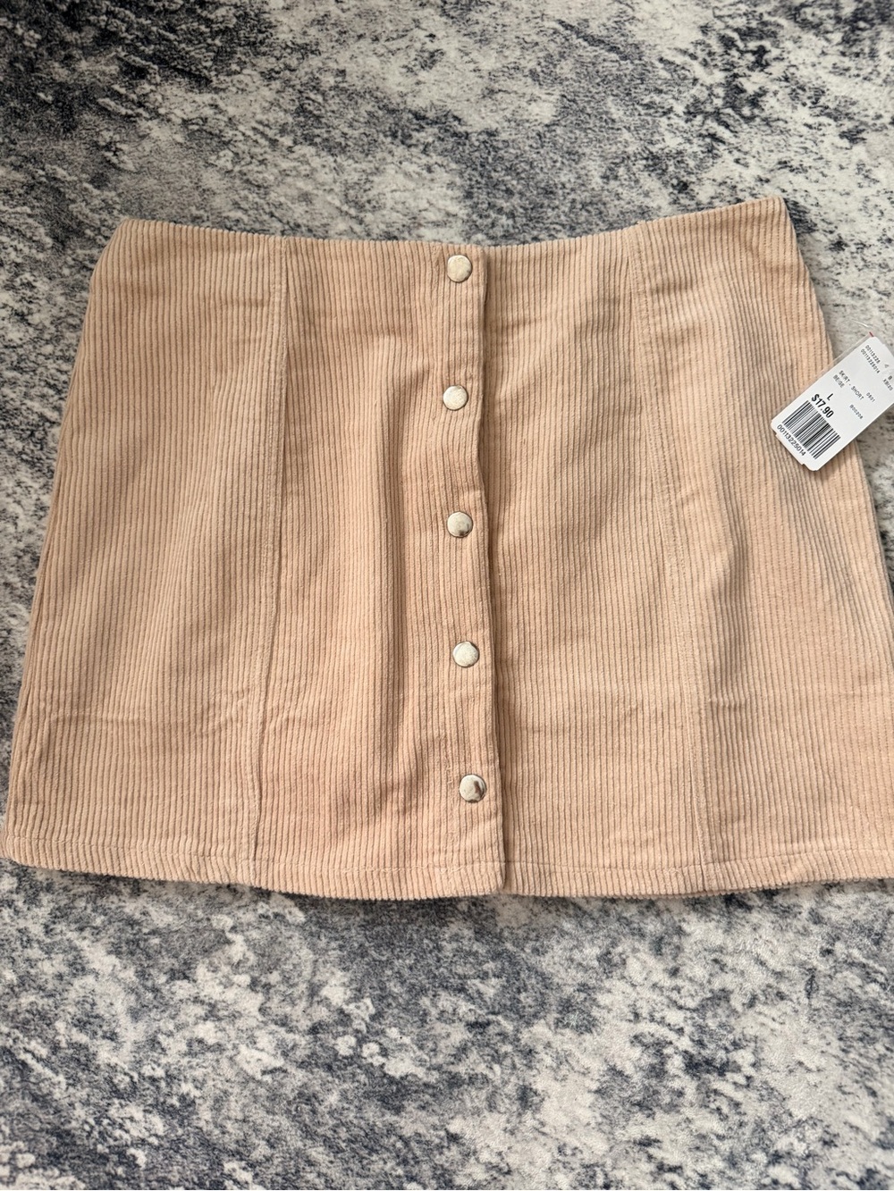 Forever 21 Corduroy Button-Front Mini Skirt in Beige